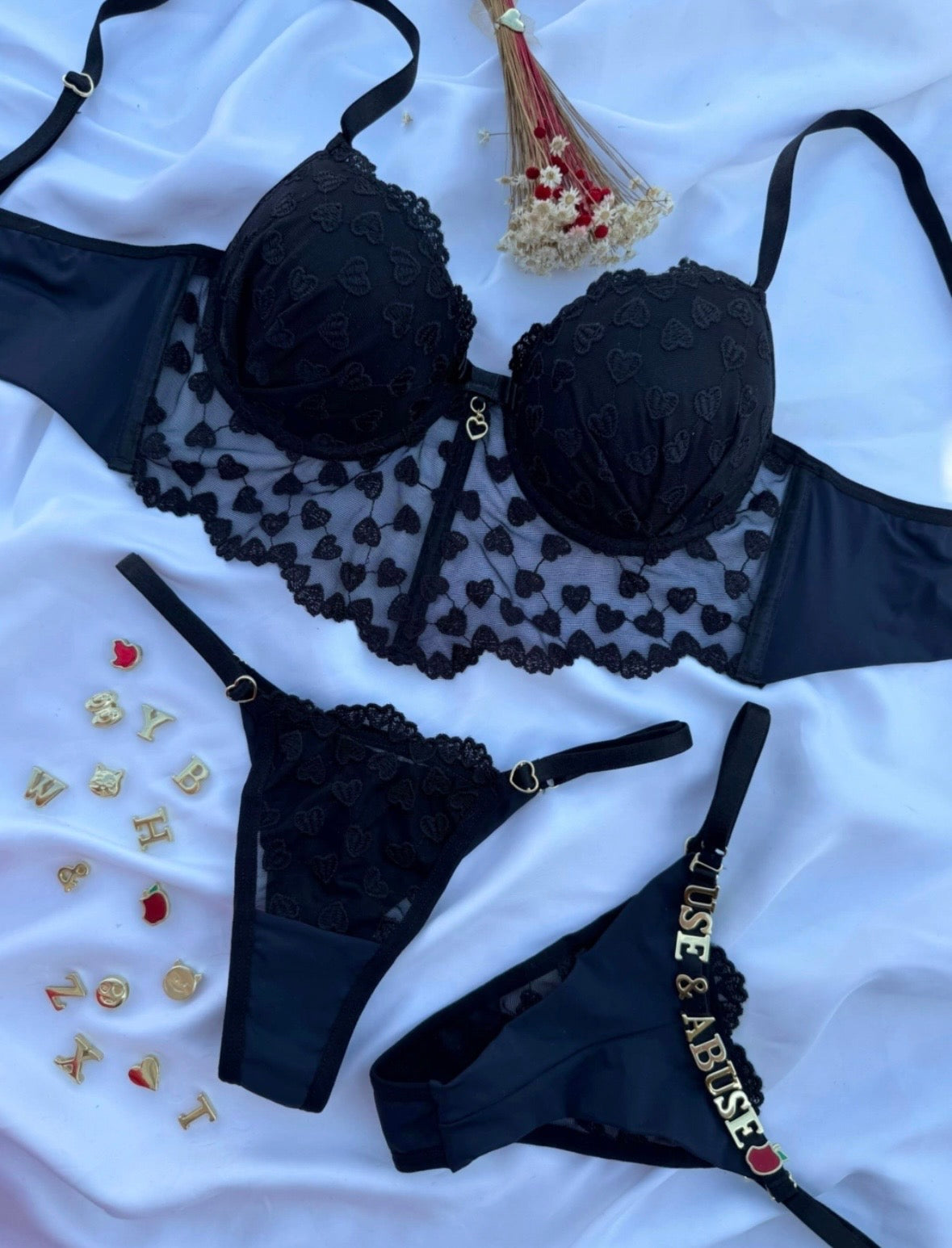 CONJ CROPED LINGERIE CORAÇÃO