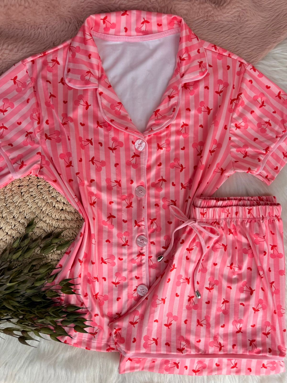 PIJAMA AMERICANO NO FLUIT - PINK COM CEREJA