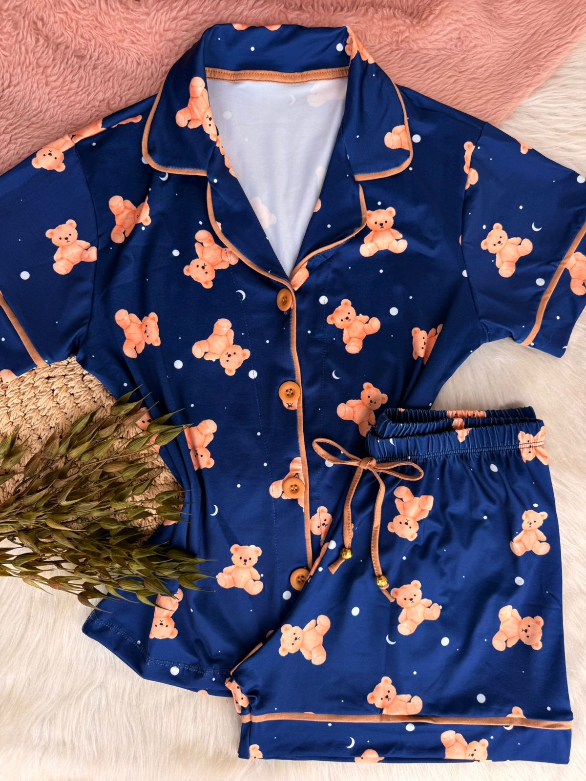 PIJAMA AMERICANO NO FLUIT - AZUL COM URSOS