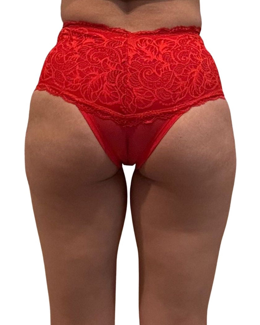 CALCINHA COS ALTO LATERAL LARGA EM ALGODAO POR FORA RENDA NA CINTURA POR DENTRO FORRADA