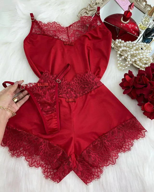 Babydoll Encanto - acompanha calcinha vermelho