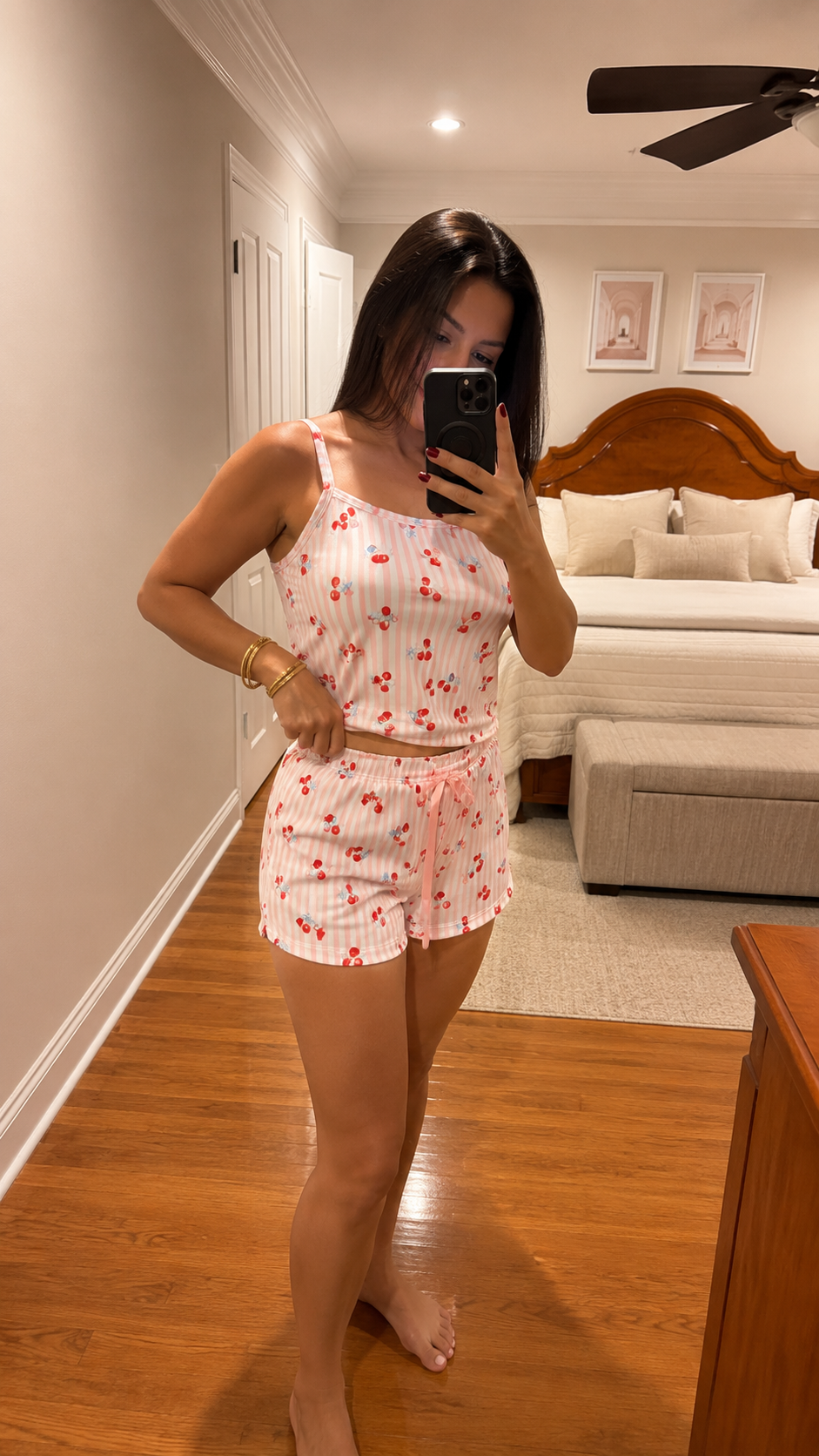 PIJAMA DE ALCINHA NO FLUIT - PINK COM CEREJAS