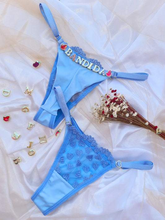 FIO PERSONALIZÁVEL TULE CORAÇÃO DUPLO AZUL