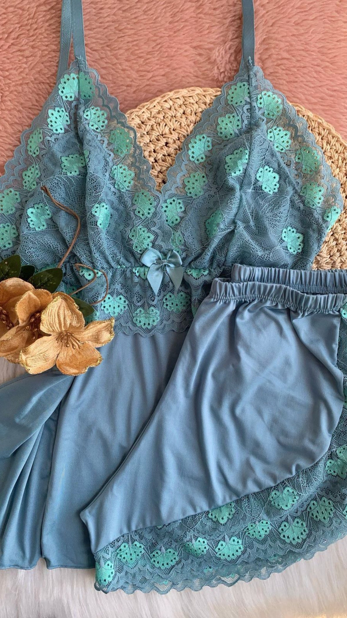 Two-Tone Green Babydoll Set