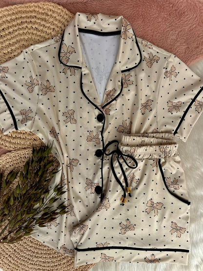 PIJAMA AMERICANO NO FLUIT - BEIGE COM LACINHO